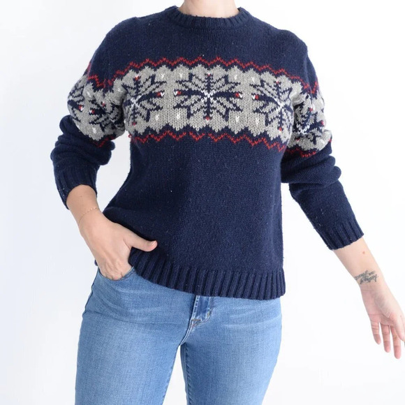 Vintage Sonoma Navy Knit Crewneck Sweater Size  Large - Picture 3 of 11